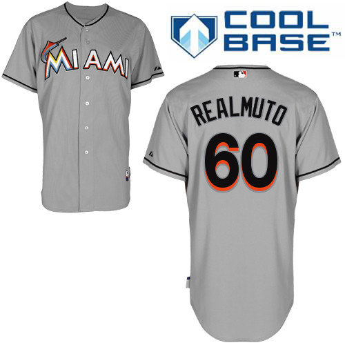 J-T Realmuto #60 Youth Baseball Jersey-Miami Marlins Authentic Road Gray Cool Base MLB Jersey